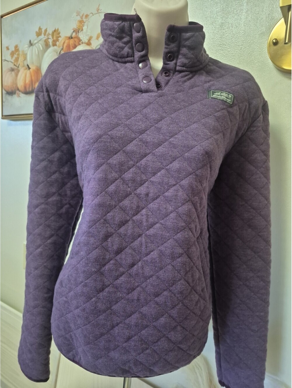 Eddie Bauer Outdoors Women's Quilted 1/4 Pullover w/ Snaps ~ Purple ~ Sz Medium